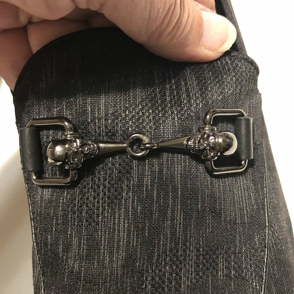 Robert Graham Mens Shoes Geometric Black Satin Horsebit Sculls Loafers Size 8.5M - Picture 4 of 12